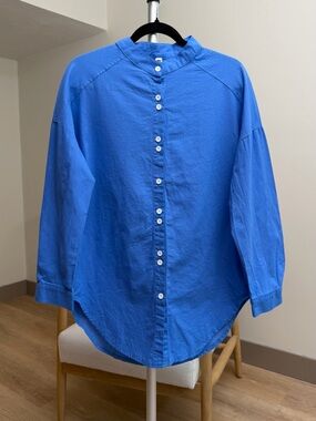 Women’s | Button Front Blouse, Cobalt Blue | Size Medium